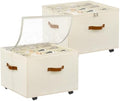 Foyego 2 Pack Shoe Organizer for Closet, Shoe Storage with Wheels, Beige by Foyego