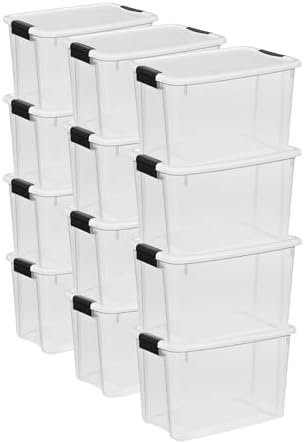 Sterilite Ultra Latch Box with Lids for Home and Office, 30 Quart, 12-Pack by Sterilite