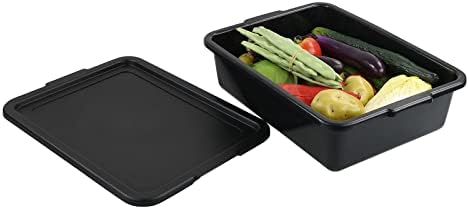 Xyskin Storage Utility Bus Tote with Lid, Commercial Bus Box, 3 Pack, Black by Xyskin