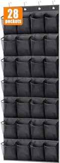 MISSLO 28 Large Pockets Hanging Shoe Organizer Over The Door Shoe Rack for Closet Door Storage Mesh Shoe Holder Hanger for Men, Black by MISSLO