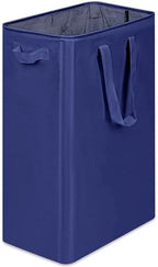 efluky Slim Laundry Basket, Narrow Laundry Hamper with Handles, Collapsible Dirty Clothes Hamper, Tall Laundry Bin for Laundry Room, Dorm and Bedroom, 12.7 Gallons(75L) Blue by efluky