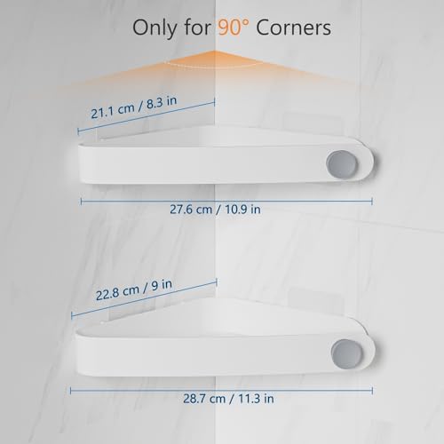 Sotfamily Plastic Shower Caddy Corner (for 90° Only), 2 Pack, White - Image 3
