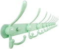Dseap Coat Rack Wall Mount - 38” Long 10-Tri-Hooks Heavy Duty Coat Hanger Rail Wall Hooks for Hanging Coats Hats Clothing Clothes Purse Mudroom Entryway, Green by Dseap