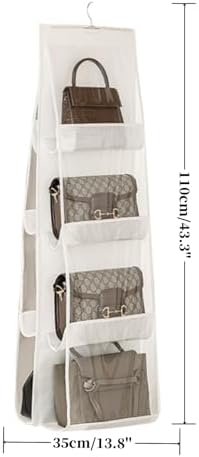 HAN SHENG 8-Pocket Clear Hanging Organizer, Handbag Storage, White, 1 Pack - Image 2