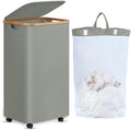 efluky Laundry Basket with Wheels, Tall Rolling Laundry Hamper with Lid and Removable Bag, Aesthetic Dirty Clothes Hamper on Wheels for Laundry Room, Bedroom, Dorm and Bathroom, 100L Grey by efluky