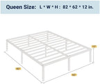 Allewie Queen Bed Frame, 12 Inch Metal Beds with Storage Space, White - Image 2