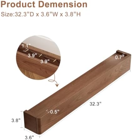 CycleCrew Solid Wood Wall Mounted Coat Rack with Shelf Hooks - Modern Floating Shelves with 8 Hidden Hooks, Heavy Duty Entryway Coat Key Holder Hanger for Hallway Bathroom Bedroom Home Decor - Image 2