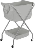 STORAGE MANIAC Collapsible Laundry Cart with Wheels 35.6"H Removable Canvas Bag Rolling Laundry Hamper Clothes Basket with Wheels, Sturdy Steel Frame Folding for Small Narrow Space Easy Storage, Grey by STORAGEMANIAC