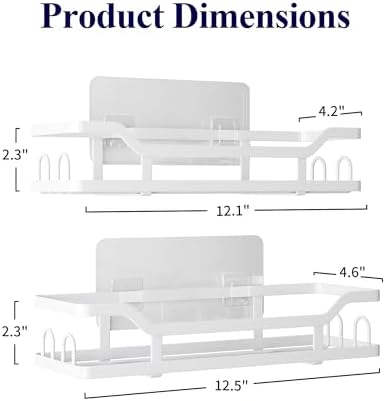 Kitsure Shower Caddy, Adhesive Shower Organizer, X-Large, White - Image 2