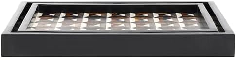 SAFAVIEH Home Collection ANI Ivory & Brown Tray Set 2 (Fully Assembled) by Unknown