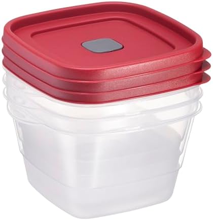 Tribello BPA-Free Plastic Food Storage Set, Red Vented Lids - Microwave, Dishwasher Safe: Perfect for Meal Prep, Leftovers, and Kitchen Organization (3 x 7-Cup) - Image 5