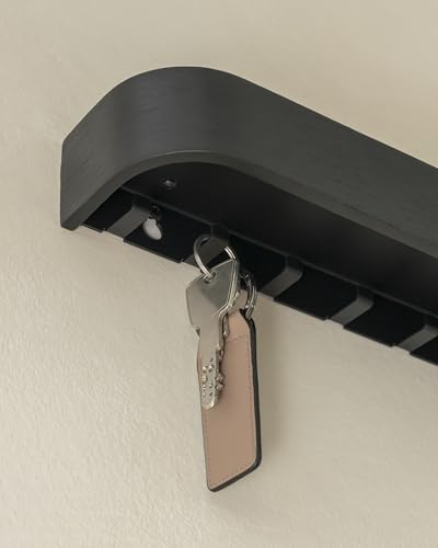 Kazai. Key Holder 'Toke' | Minimalist Key Hook Design from Berlin | Modern Key Holder Wall Mount with Wooden Shelf | Key Rack for Wall as Entryway Organizer | Oak, Black - Image 5
