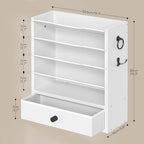 HOOBRO Wall File Organizer, Mail Organizer Wall Mounted, Wooden Literature Organizer, Construction Paper Organizer with Drawer Storage and 2 Hooks, for Office, Classroom, Home, White WT14WF01 - Image 3