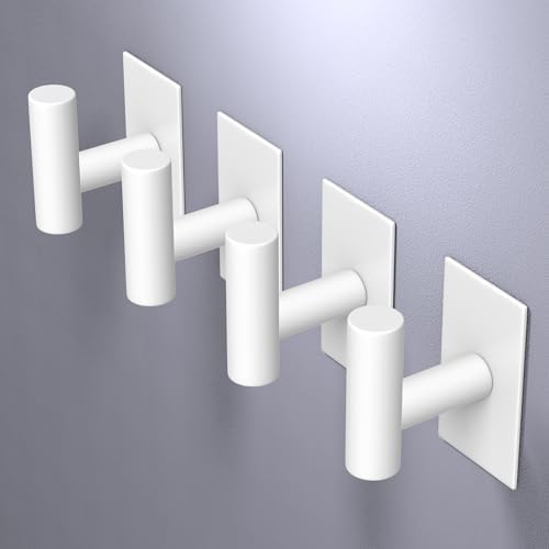 VAEHOLD Wall Towel Hooks, Heavy Duty Sticky Holder Waterproof Towel Hooks for Hanging Coat, Clothes, Closet Hook Wall Mount for Kitchen (White, 4 Pack) - Image 5