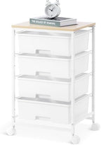 SYKIARIOL Rolling Cart with Drawers, 4-Drawer Utility Cart, Bright White by SYKIARIOL