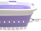 SAMMART 41L Collapsible 3 Handled Plastic Laundry Basket - Foldable Pop Up Storage Container/Organizer - Portable Basket - Space Saving Hamper/Basket (3 handled rectangular, White/Lt. Purple) - Image 5