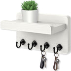 Nekon Key Holder Wall Mount, 8.5 Inch Small Wooden Wall Organizer, White by NekonDesign