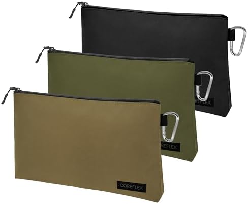COREFLEX Premium Tool Pouch Zipper Bag, Small Tool Bag, Multipurpose Storage pouch, Heavy duty Flat Bottom Tool bag with YKK Zipper (3 pack Large 12inch) by WhenLifegetseasyandsimple