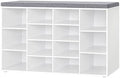 DINZI LVJ Shoe Storage Bench with Cushion, 14-Cubby Shoe Rack with Seat by DINZILVJ