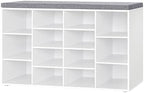 DINZI LVJ Shoe Storage Bench with Cushion, 14-Cubby Shoe Rack with Seat by DINZILVJ