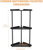 FLE Corner Bathroom Counter Organizer, 3 Tier Corner Shelf Countertop Black - Image 2
