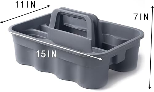 Matthew Large Plastic Tote Tool & Deluxe Supply Cleaning Caddy with Handle Portable Shower Basket Storage Caddy for Cleaning Products Organizer,Take-Out Coffee/Soft Drink,Bath Multi Use - Gray - Image 2