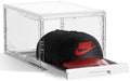 Hat Organizer for Baseball Caps Storage Organizer with Sliding Trays, Stackable Hat Boxes Holder Rack with Drawer, Clear Display Case for Hats Snapback Cap, Hold 12 Hats Each, 1 Pack by HOYOJA
