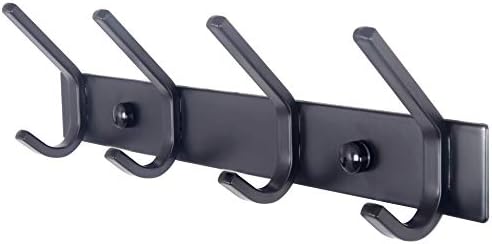 WEBI Coat Rack Wall Mounted,4 Coat Hooks for Hanging Coats,Heavy Duty Metal Hook Rack Hook Rail Coat Hanger Wall Mount for Clothes Entryway Jacket,C-CBG04,Black by WEBI