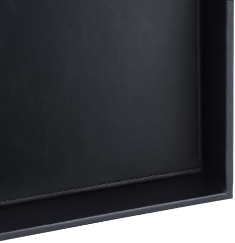 HofferRuffer Faux Leather Vanity Tray, Elegant Desktop Storage Organizer, Decorative Catchall for Perfume, Bathroom Valet, Nightstand or Dresser, 8 x 8 x 1.8 inches (Black) - Image 7