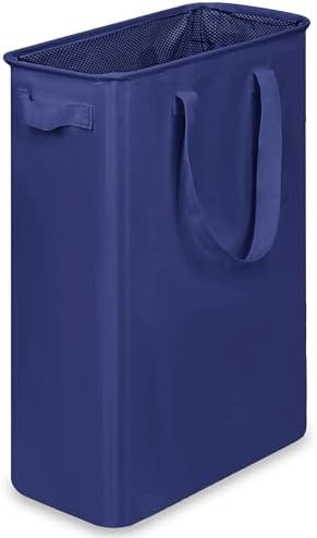 efluky Slim Laundry Basket, Narrow Laundry Hamper with Handles, Collapsible Dirty Clothes Hamper, Tall Laundry Bin for Laundry Room, Dorm and Bedroom, 12.7 Gallons(48L) Blue by efluky