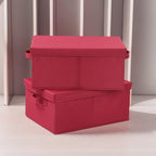 HOONEX Storage Bins with Lids for Organizing, Pack of 2, Storage Boxes with 2 Carrying Handles and Sturdy Heavy Cardboard, 16.5" L x 11.8" W x 7.5" H for Shoes, Books, Clothes, Red - Image 5