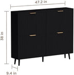 Shoe Cabinet Storage,Modern Freestanding Organizer with 4 Flip Drawers,Narrow Shoe Rack Cabinet for Entryway,Black - Image 2