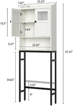 Over The Toilet Storage Cabinet, Above Toilet Bathroom Storage Cabinet with Double Doors and Soft Hinges Over Toilet Storage Shelf Over Toilet Bathroom Organizer (Cream White) - Image 2