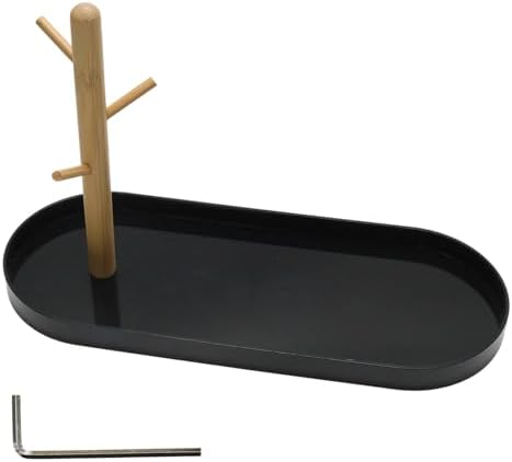 Black Multi-Functional Key Tray, Wood Key Bowl Jewelry Tray, 3-Tier Hanging Organizer for Entryway/Rings Phone Bracelets Watches by Unknown