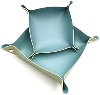 Valet Tray 2 Size Combined PU Leather Jewelry for Women and Man Portable Catchall Travel Storage Dish Plate Key Desk Organizer Phone, Keys, Glasses, Wallet, Ring (Light Bule+Light Green) by Unknown
