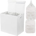 Simple Houseware Double Laundry Hamper with Lid & Removable Bags, White by SimpleHouseware