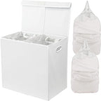 Simple Houseware Double Laundry Hamper with Lid & Removable Bags, White by SimpleHouseware