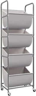 STORAGE MANIAC Vertical Rolling Laundry Hamper, 4 Section Laundry Sorter with Wheels and 2 Breaks, 4-tier Laundry Baskets for Small Space, Dorm, Laundry Room, Closet, Bathroom, Gray 4-tier by STORAGEMANIAC