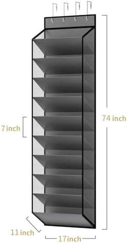 KEEPJOY 10 Tiers Mesh Over Door Shoe Organizer Storage, Hanging Shoe Holder for Door with Large Deep Pockets, Holds 20-30 Pairs of Shoes, Ideal for Sneakers & Boots(Grey) - Image 3