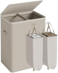 Double Laundry Hamper with Lid, 150L Large Laundry Basket 2 Compartments by Gasvadivum
