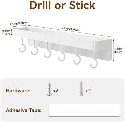 niffgaff White Key Holder Wall Mount, Stainless Steel Self Adhesive Hooks Rack with Shelf, No Drill Key Hanger for Door and Wall - Image 7