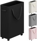 Optish Slim Laundry Basket with Wheels, Black Rolling Hamper for Clothes by Optish