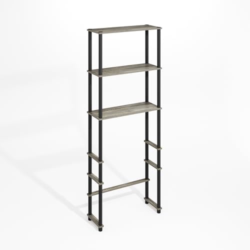 Furinno Turn-N-Tube Over The Toilet Storage, 3-Shelf Over The Toilet Organizer, Freestanding Space Saver Bathroom Shelf, for Bathroom Organizers and Storage, Grey Oak - Image 5