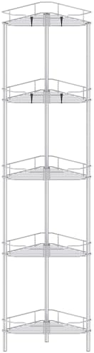 HuggieGems Metal Floor Standing Corner Shower Caddy, Silver, 5 Tier by HuggieGems