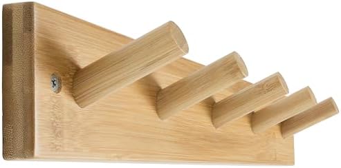 SKOLOO Coat Rack Wall Mount 17 inch, 5 Hooks, Bamboo, Shaker Style, Natural by SKOLOO
