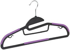 Amazon Basics Space Saving Non-Slip Rubber Coated Plastic Hangers with 360 Degree Swivel Hook, Black/Purple, Pack of 50 - Image 3