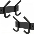 Coat Rack Wall Mount – 6 Inch Stainless Steel Hook Rail with 2 Double Coat Hooks for Hanging – Wall Mounted Entryway Organizer for Coats, Hats, Bags, Towels, Robes, Closet or Bathroom - Black 2 Pack by SAYONEYES