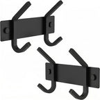 Coat Rack Wall Mount – 6 Inch Stainless Steel Hook Rail with 2 Double Coat Hooks for Hanging – Wall Mounted Entryway Organizer for Coats, Hats, Bags, Towels, Robes, Closet or Bathroom - Black 2 Pack by SAYONEYES