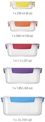 Joseph Joseph Nest Lock Plastic BPA Free Food Storage Container Set with Lockable Airtight Leakproof Lids, 10-Piece, Multi-Color - Image 2