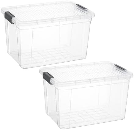 Superio 14.7 Quart Clear Plastic Storage Boxes with Lids, Stackable Organizer Containers, BPA-Free Storage Bins for Home, Office, School & Dorm, 2 Pack by Superio